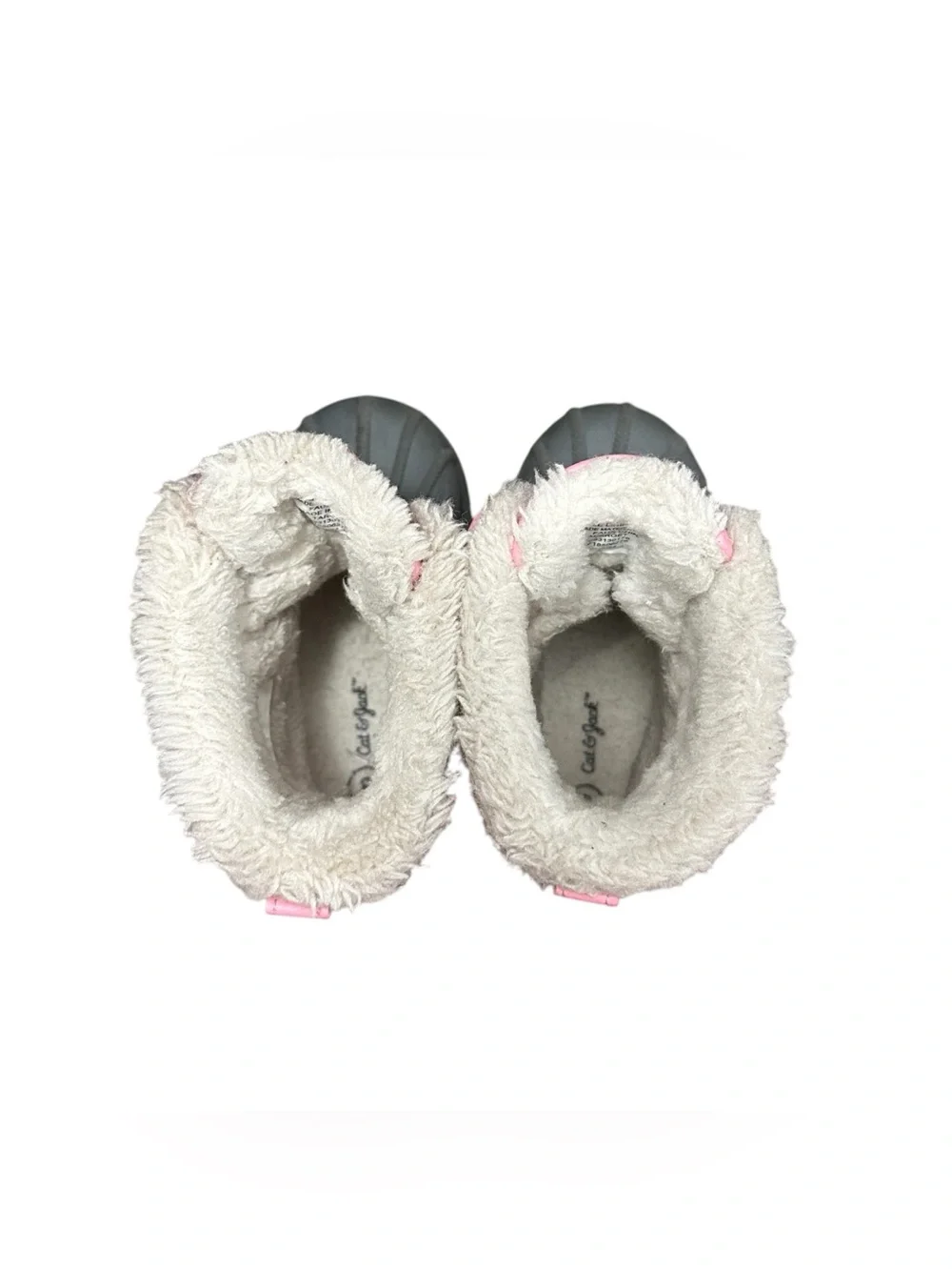 Cat & Jack Girls Pink Gray Faux Fur Winter Snow Boots Size 8 Toddler